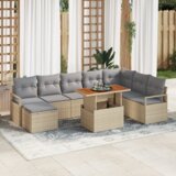9 dijelni vrtni kauč set s jastučićima Bež poli ratan akacija | shoptok.hr