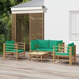 The Living Store Vrtna sedežna garnitura 5-delna z zelenimi blazinami bambus - Vrtna Sedežna Garnitura, (21424291) | Shoptok.si
