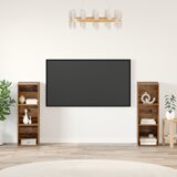 vidaXL Set TV komoda s policom s pohranom 2 pcs Staro drvo 107 x 35 x 37 cm | shoptok.hr