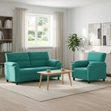  Set sofe 2 pcs Tirkizna Baršun - Tirkizna Jednostruka + Dvostruka (140 cm) | shoptok.hr
