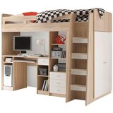 MID.YOU Visoka Postelja Unit, Barva Hrasta, Bela, 90x200 | Shoptok.si