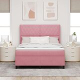 Box Spring postelja z vzmetnico in LED roza 140x190 cm žamet, (22049643) | Shoptok.si