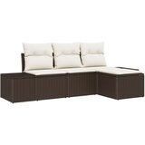 vidaXL 4-delni set vrtnega kavča z blazinami rjava poli ratan | Shoptok.si