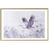  Plakat - Majestic Flight - crane in flight in a monochromatic cool color palette 30x21 Zlatni okvir s margom | shoptok.hr