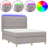  Box spring postelja z vzmetnico LED sv. siva 140x200 cm blago, (20726621) | Shoptok.si