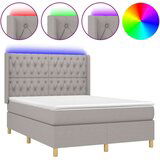  Krevet box spring s madracem LED svjetlosivi 140x200 cm tkanina | shoptok.hr