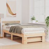 vidaXL krevetna konstrukcija smeđa 75 x 190 cm čvrsta borova drva | shoptok.hr
