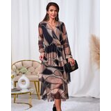 Resti Black and light brown mesh midi dress with print | Eponuda.ba