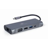 Docking station USB adapter Type-C 7-in-1 multi-port adapter Hub3.0 + HDMI + VGA + PD + card reader + stereo audio, space grey GEMBIRD A-CM-COMBO7-01 Cijene