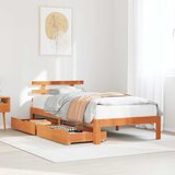 Maison Chic Posteljni okvir - Enojna postelja - Postelja za odrasle s predali voščeno rjav 75x190 cm trdna borovina, (21696314) | Shoptok.si