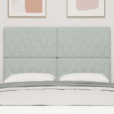 vidaXL vzglavje s kristalnimi gumbi, tapecirano, svetlo sivo, 140 cm, žamet | Shoptok.si