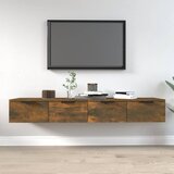 Maison Chic Stenska omarica - Zidna omarica 2 kosa dimljen hrast 68x30x20 cm konstr. les iu745, (22062723) | Shoptok.si
