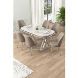 Hanah home Lai - White, Chrome, Cappuccino WhiteChromeCappuccino Dining Table & Chairs Set (7 Pieces) | ePonuda.com