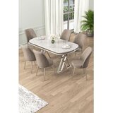 Hanah home Set Trpezarijski sto i 6 stolica Lai, Bež-bijela | Eponuda.ba