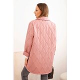 Kesi Włoski Plus Size women's quilted jacket with collar and button dark pink | shoptok.hr