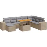 vidaXL 9-dijelni set vrtnih sofa poliratan i bagrem s jastucima sivi | shoptok.hr