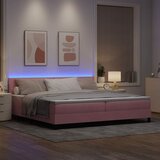  LED Box Spring Krevet Ružičasta 200 x 200 cm Baršun | shoptok.hr