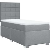 vidaXL Box spring postelja z vzmetnico svetlo siva 80x200 cm blago | Shoptok.si