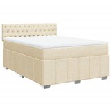 vidaXL Box spring postelja z vzmetnico krem 160x200 cm blago, (21310653) | Shoptok.si