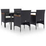  5-dijelni vrtni blagovaonski set s jastucima crni | shoptok.hr