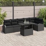 vidaXL 7 komada garniture za van s jastučićima crni poli ratan | shoptok.hr