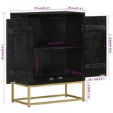 Komoda s 2 vrata crno-zlatna 55 x 30 x 75 cm masivno drvo manga | Eponuda.com
