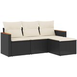  The Living Store Vrtna sedežna garnitura 4-delna z blazinami črna poli ratan - Vrtna Sedežna Garniture, (21446740) | Shoptok.si