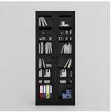 Hanah home lucas glass 1600-92 black multi purpose cabinet | ePonuda.com
