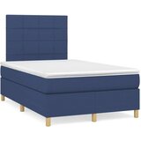  Box spring postelja z vzmetnico LED modra 120x190 cm blago Cene
