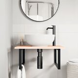  Zidna polica za umivaonik od čelika i masivne hrastovine Smeđa 60 x 60 x 2 cm | shoptok.hr