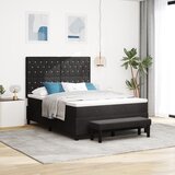 vidaXL Postelja s škatlastim vzmetenjem z vzmetnico in klopjo Črna 140x190 cm Baršun | Shoptok.si