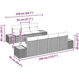  8-delni set vrtnih kavčev z blazinami, črni poli ratan akacija, (22092731) | Shoptok.si