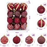  Set božićnih kuglica 36 kom. Vinska crvena 6 cm Polistiren | shoptok.hr