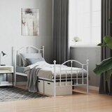 vidaXL Kovinski posteljni okvir z vzglavjem in vznožjem bel 75x190 cm | Shoptok.si