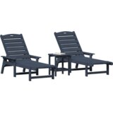 vidaXL 3-delni set za vrtnarsko ležanje Mornarsko modra HDPE | Shoptok.si