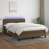 Maison Chic Box spring postelja - Vzmetna postelja z vzmetnico LED temno rjava 140x200cm blago SL2517, (21903217) | Shoptok.si