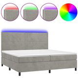Maison Chic Box spring postelja - Vzmetna postelja z vzmetnico LED svetlo siva 200x200cm žamet SL3168, (21904321) | Shoptok.si