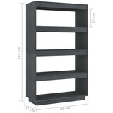 vidaXL knjižna omara za razdelitev prostora siva 80x35x135 cm borovina | Shoptok.si