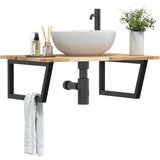  The Living Store Stenska polica za umivalnik jeklo in trden akacijev les - Polica Za Umivalnik, (21554224) | Shoptok.si