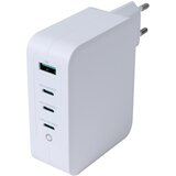 Deltaco USB-C domači polnilec, 1x USB-A, 3x USB-C, skupno 130 W, BELO | Shoptok.si