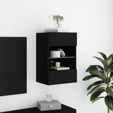  Zidni TV ormarić s LED svjetlima crni 40x30x60,5 cm | Eponuda.com