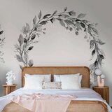  Foto tapeta - Romantic wreath - grey plant motif with leaves with rose pattern 450x315 | shoptok.hr