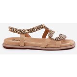 ARTIKER Women's Sandals With Decoration Snake Eco Suede Beige | ePonuda.com