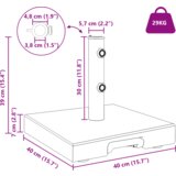 vidaXL baza za suncobran s drškom siva granit 29 kg četvrtasta | shoptok.hr