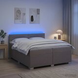  Krevet s box springom, madracem i LED-om Sivosmeđa 200 x 200 cm Slike