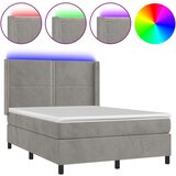  Krevet box spring s madracem LED svjetlosivi 140x200 cm baršun | shoptok.hr