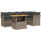  The Living Store Vrtna sedežna garnitura 5-delna z blazinami siv poli ratan - Vrtna Sedežna Garniture, (21460380) | Shoptok.si