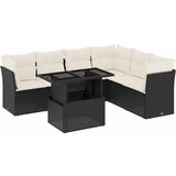 Maison Chic Seti vrtnega pohištva - Vrtna garnitura - Vrtni pohištvo set 7-delna z blazinami črn poli ratan, (21801605) | Shoptok.si