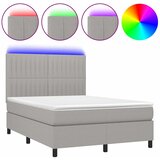  box spring s madracem LED svjetlosivi 140x200 cm tkanina | shoptok.hr
