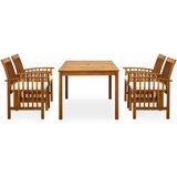  5-dijelni vrtni blagovaonski set od drva bagrema s jastucima | shoptok.hr